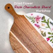 Dried Flower Resin Charcuterie Board 