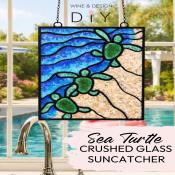 Baby Sea Turtle Crushed Glass Resin Suncatcher