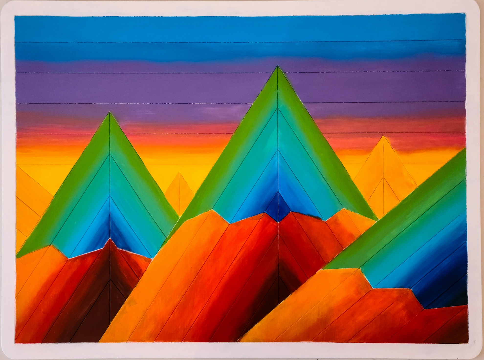 Prism Peaks: Oversized Wood Art 