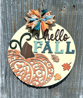 Hello Fall Pumpkin Door Hanger