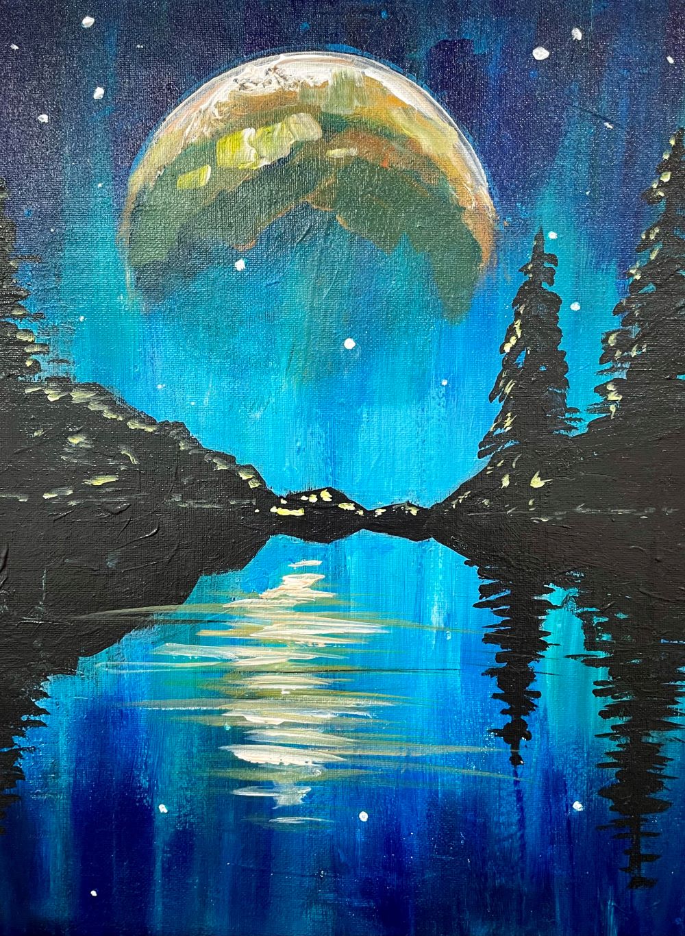 Supermoon Rising - a step by step canvas painting experience!