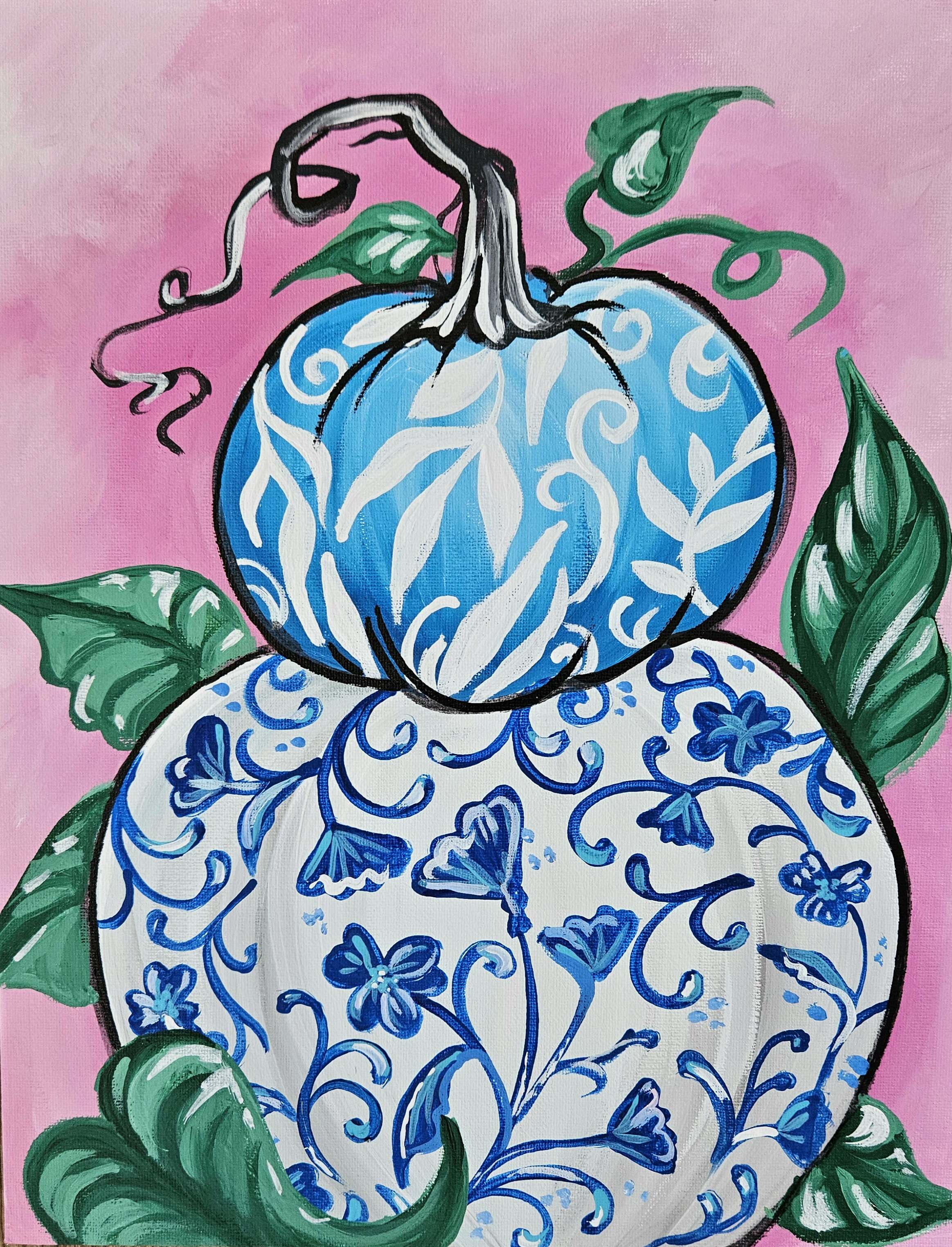 Chinoiseire Pumpkins - a step by step canvas painting experience!