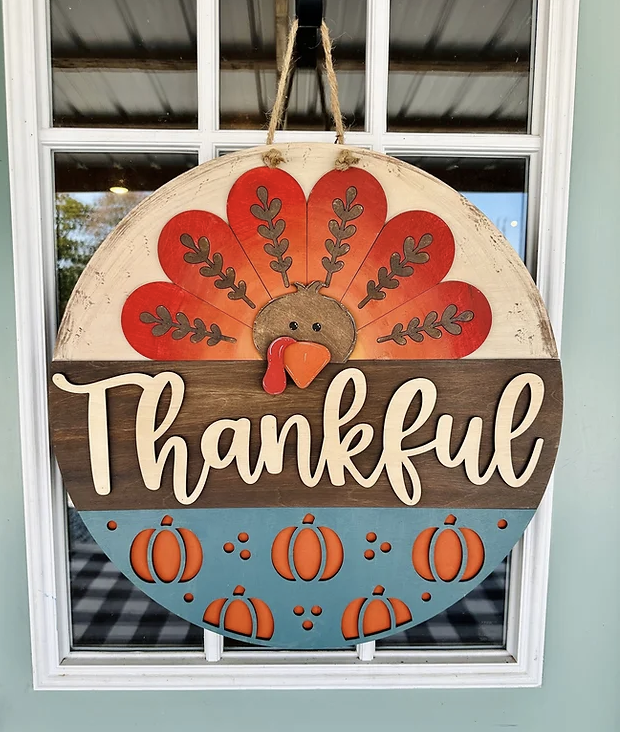 Thankful Wooden Door Hanger
