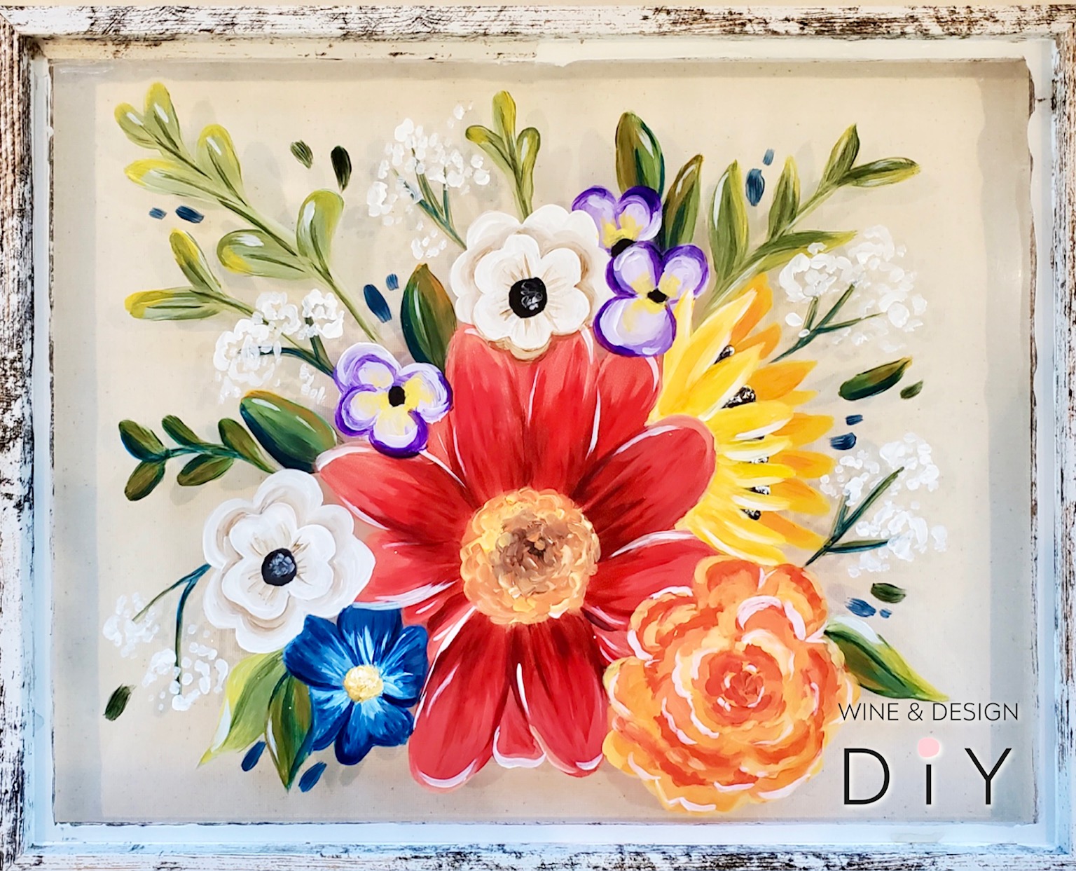 Framed Blossom Bouquet with a Resin Finish