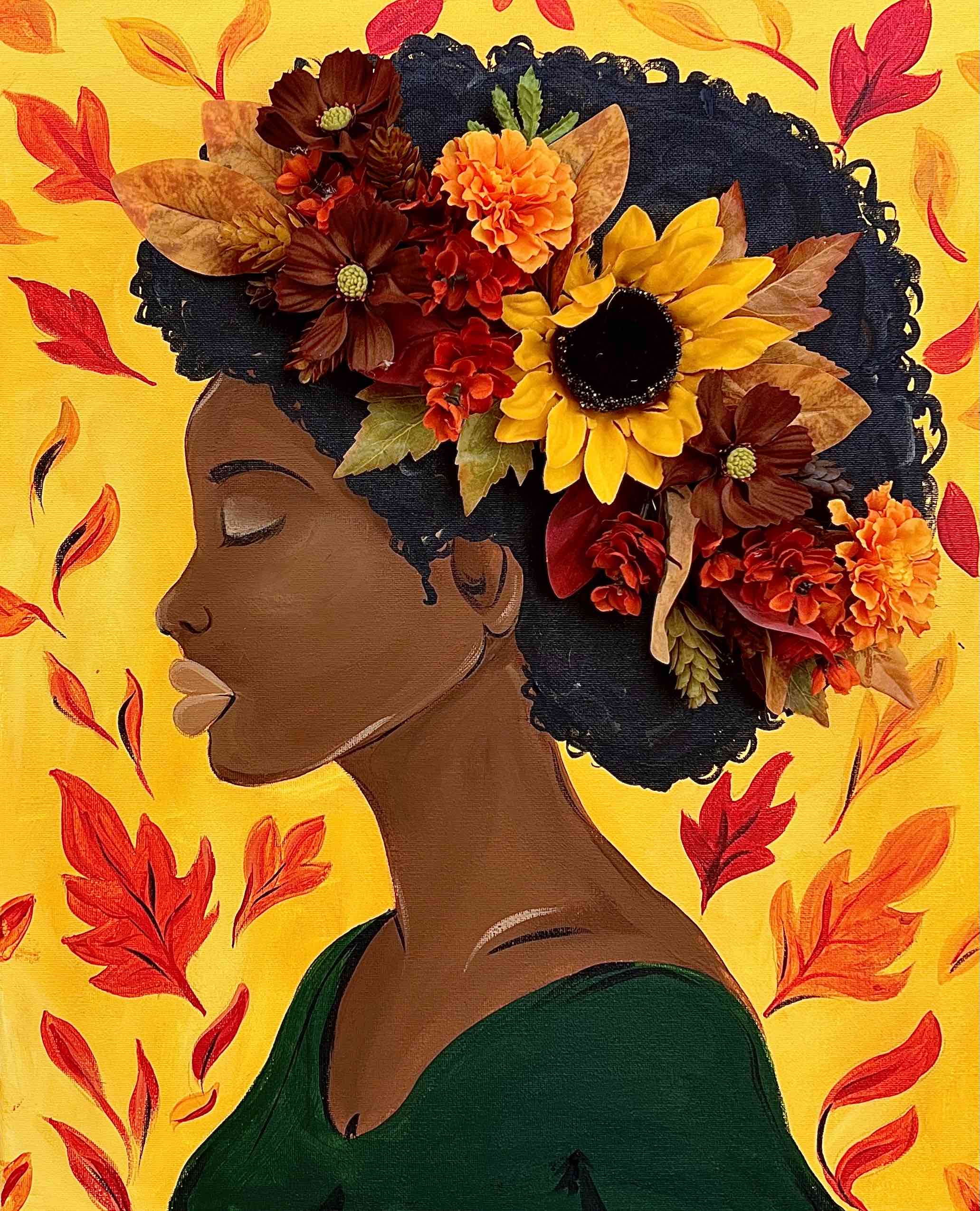 Golden Season: Dimensional 3D Floral Canvas