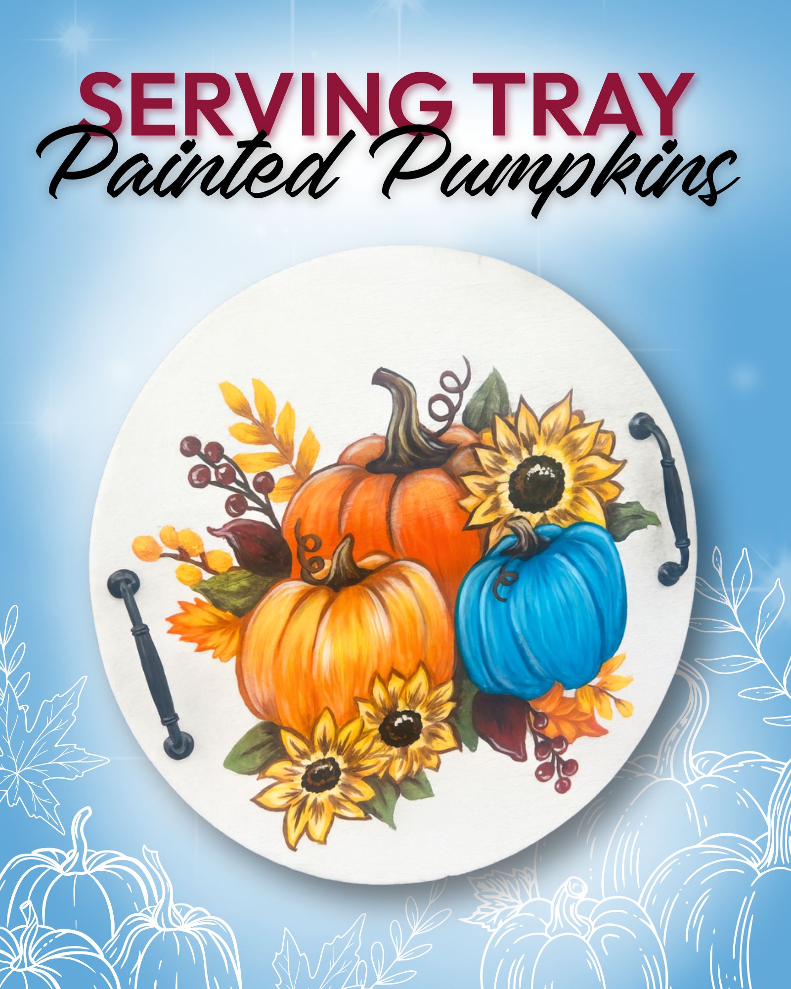 Painted Pumpkins 20" Serving Tray