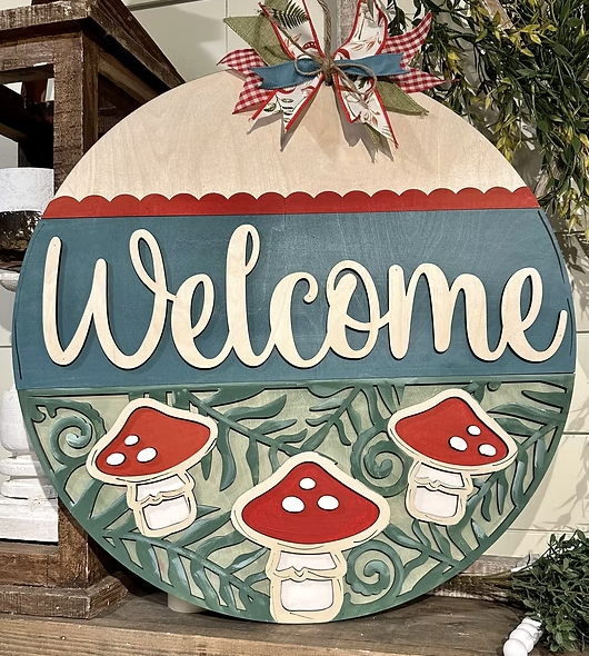 Welcome Mushroom Door Hanger 