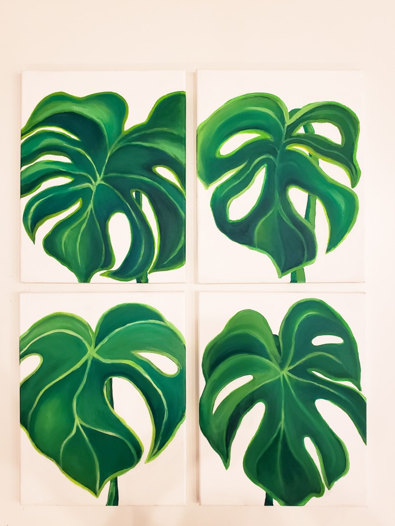 Botanical Wall Art (set of 4 square 8"x8" canvases)