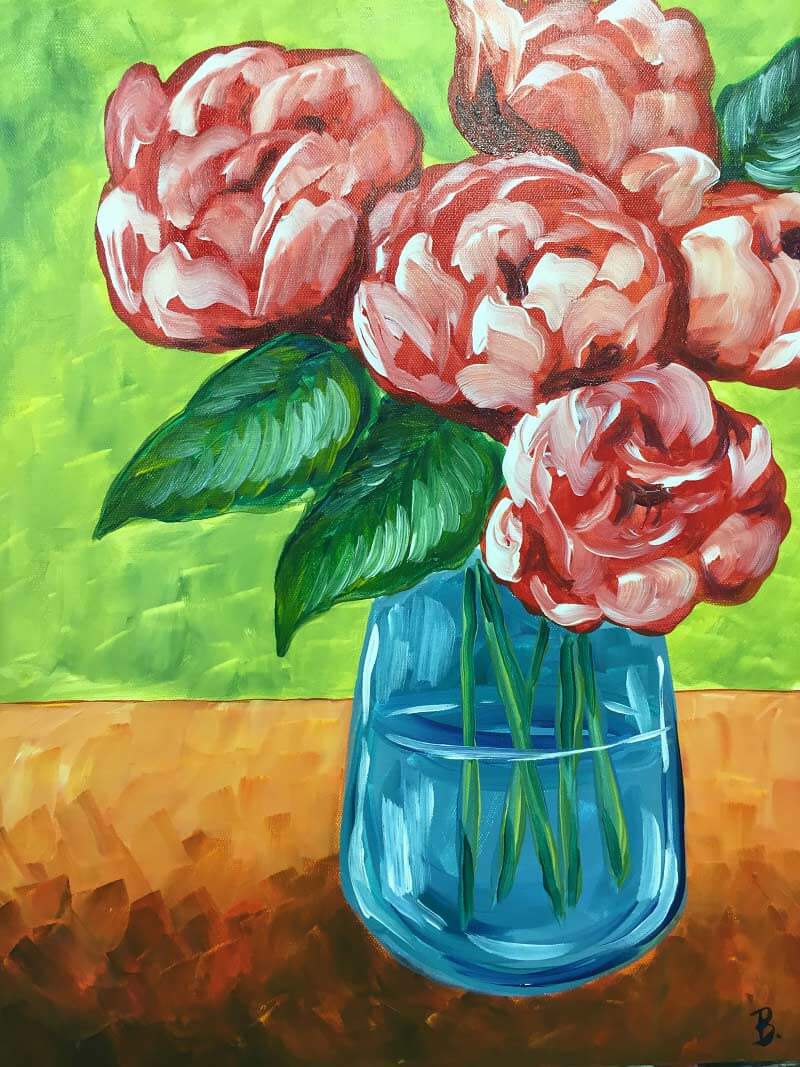 Sip & Paint Peonies in a Jar - BYOB and Free Parking