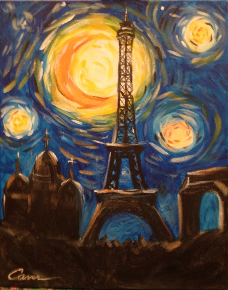 Sip & Paint Starry Night Eiffel Tower - BYOB and Free Parking