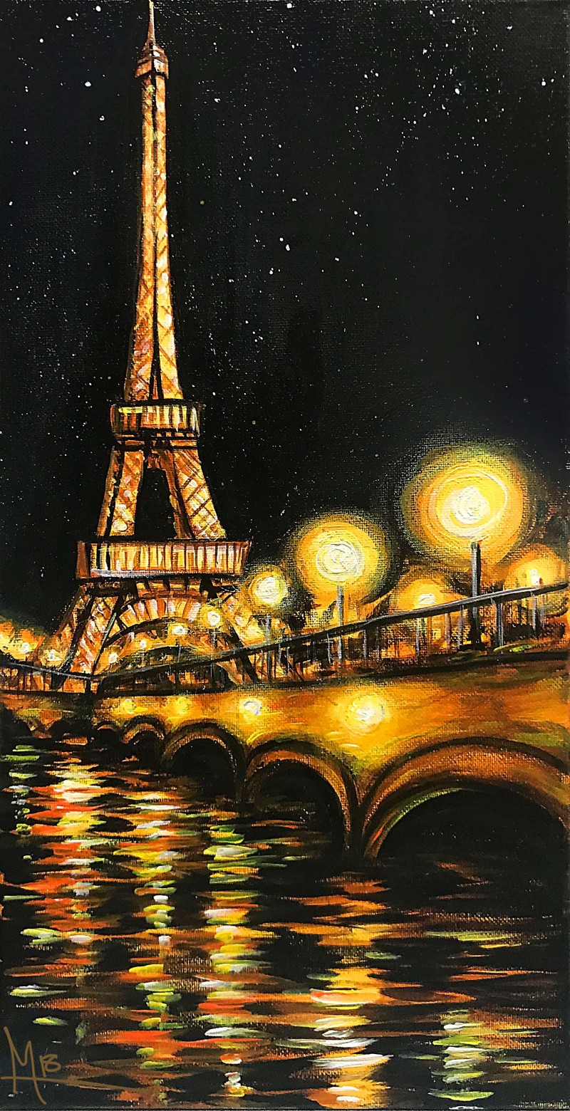 Eiffel Tower at Night - a step by step canvas painting experience!